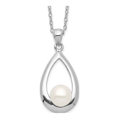 Sterling Silver Freshwater Cultured Pearl Button Necklace