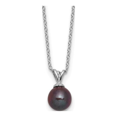 Sterling Silver Black Freshwater Cultured Pearl Necklace