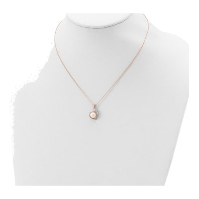 Rose Gold-Plated Sterling Silver Freshwater Cultured Pearl & CZ Heart Necklace – view 5