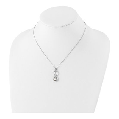 Sterling Silver Freshwater Cultured Pearl & CZ Infinity Necklace – view 5