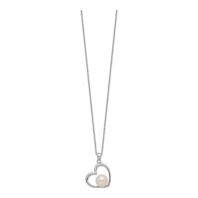 Sterling Silver Freshwater Cultured Pearl Heart Necklace – view 3