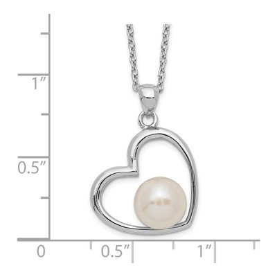 Sterling Silver Freshwater Cultured Pearl Heart Necklace – view 4