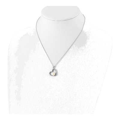 Sterling Silver Freshwater Cultured Pearl Heart Necklace – view 5