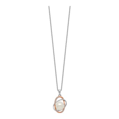 Gold-Plated Sterling Silver Freshwater Cultured Pearl Button Necklace – view 3