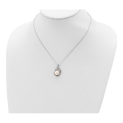 Gold-Plated Sterling Silver Freshwater Cultured Pearl Button Necklace – view 5
