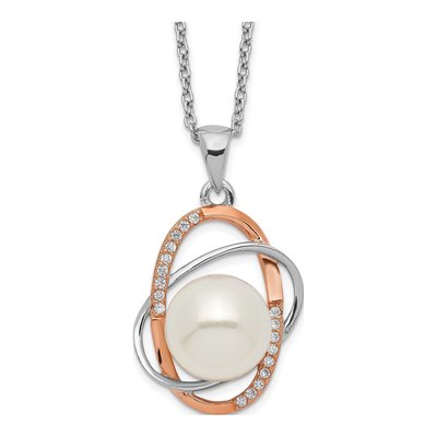 Gold-Plated Sterling Silver Freshwater Cultured Pearl Button Necklace