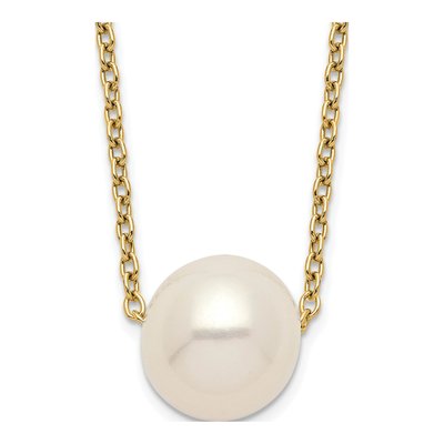 Gold-Plated Sterling Silver Freshwater Cultured Pearl Near Round Necklace
