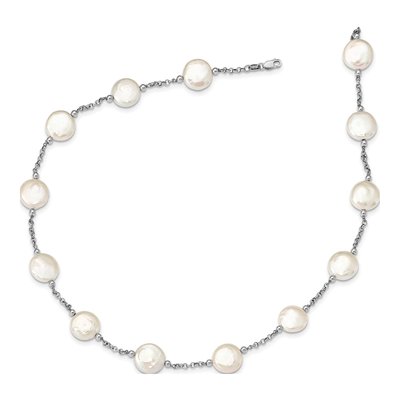 Sterling Silver Freshwater Cultured Pearl Coin Necklace – view 2