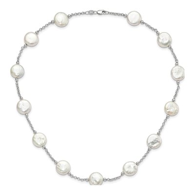 Sterling Silver Freshwater Cultured Pearl Coin Necklace – view 4