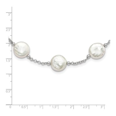 Sterling Silver Freshwater Cultured Pearl Coin Necklace – view 5