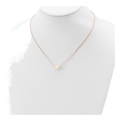 Rose Gold-Plated Sterling Silver Freshwater Cultured Pearl Near-Round Necklace – view 5
