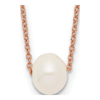 Rose Gold-Plated Sterling Silver Freshwater Cultured Pearl Near-Round Necklace