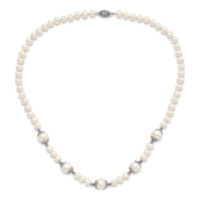 Sterling Silver Freshwater Cultured Pearl 5-station Necklace – view 5