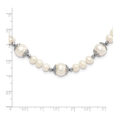 Sterling Silver Freshwater Cultured Pearl 5-station Necklace – view 6