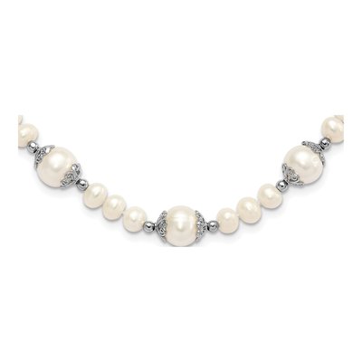 Sterling Silver Freshwater Cultured Pearl 5-station Necklace