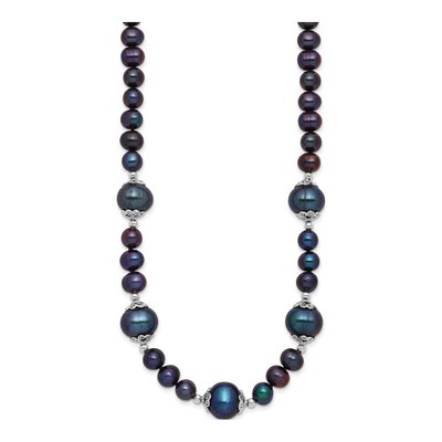 Sterling Silver Black Freshwater Cultured Pearl Necklace – view 2