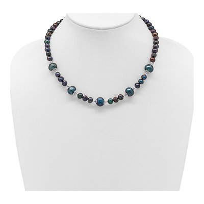 Sterling Silver Black Freshwater Cultured Pearl Necklace – view 3