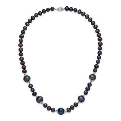 Sterling Silver Black Freshwater Cultured Pearl Necklace – view 4