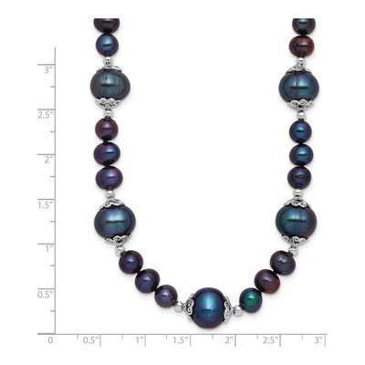 Sterling Silver Black Freshwater Cultured Pearl Necklace – view 5