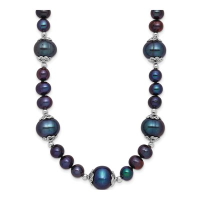 Sterling Silver Black Freshwater Cultured Pearl Necklace
