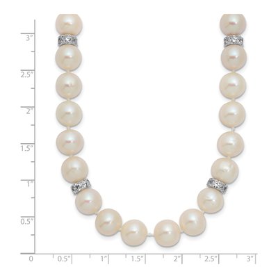 Sterling Silver Freshwater Cultured Pearl & CZ Near-Round Necklace – view 6