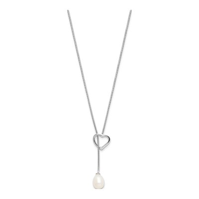 Sterling Silver Freshwater Cultured Pearl Heart Necklace – view 2