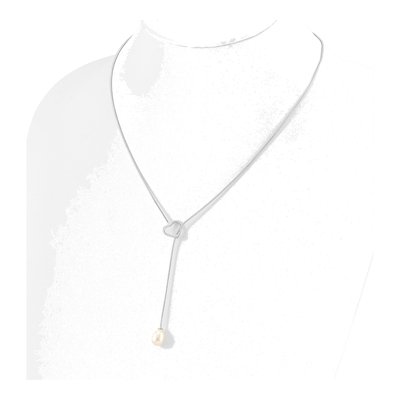 Sterling Silver Freshwater Cultured Pearl Heart Necklace – view 4