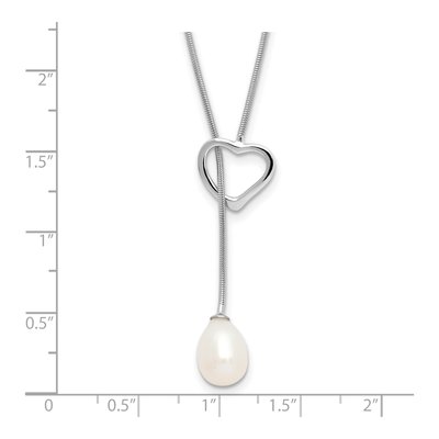 Sterling Silver Freshwater Cultured Pearl Heart Necklace – view 5
