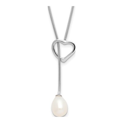 Sterling Silver Freshwater Cultured Pearl Heart Necklace