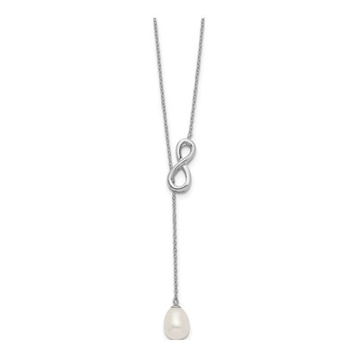Sterling Silver Freshwater Cultured Pearl Lariat Necklace – view 3