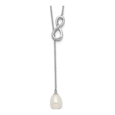Sterling Silver Freshwater Cultured Pearl Lariat Necklace