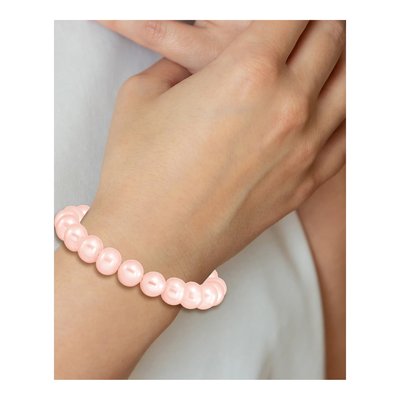 Girls' Pink Freshwater Pearl Stretch Bracelet – view 2