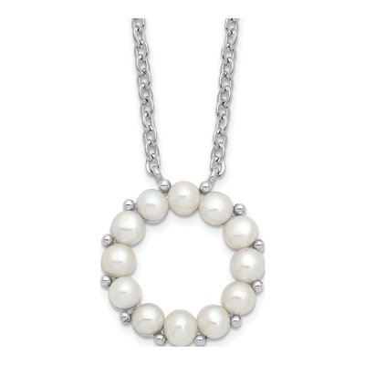 Sterling Silver Freshwater Cultured Pearl Button Necklace