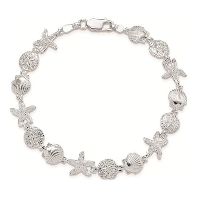 Sterling Silver Sand Dollar Starfish Bracelet – view 5