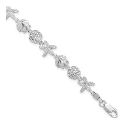 Sterling Silver Sand Dollar Starfish Bracelet