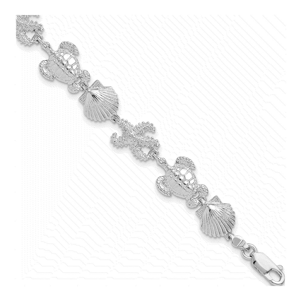 Sterling Silver Turtle Shell Starfish Bracelet