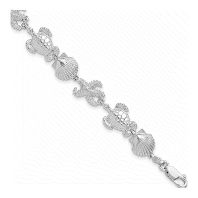 Sterling Silver Turtle Shell Starfish Bracelet