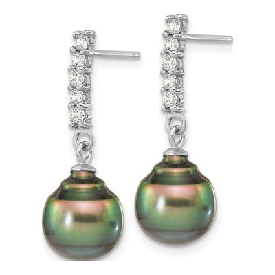 Tahitian Pearl & CZ Necklace and Earrings Set – view 3