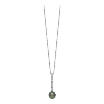 Tahitian Pearl & CZ Necklace and Earrings Set – view 4