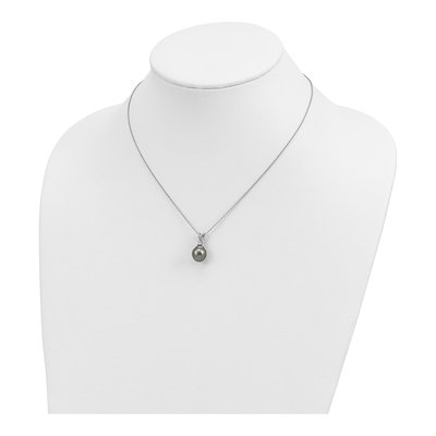 Sterling Silver Tahitian Pearl & CZ Necklace & Earring Set – view 6