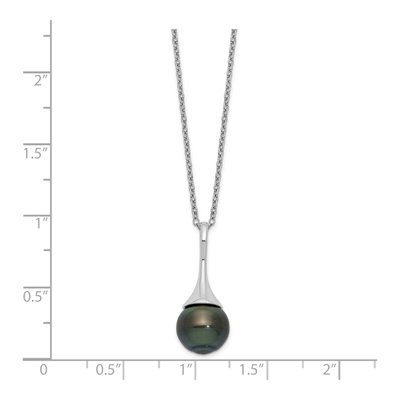 Sterling Silver Black Tahitian Cultured Pearl Necklace – view 5