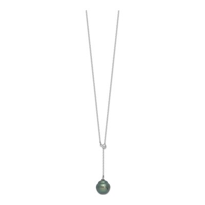 Sterling Silver Black Tahitian Cultured Pearl Necklace – view 3