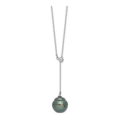Sterling Silver Black Tahitian Cultured Pearl Necklace