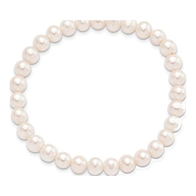 White Freshwater Pearl Stretch Bracelet – view 2