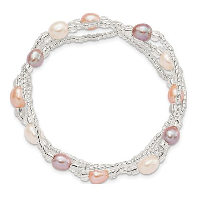 3-Piece Freshwater Pearl & Glass Bead Stretch Bracelet Set – view 3