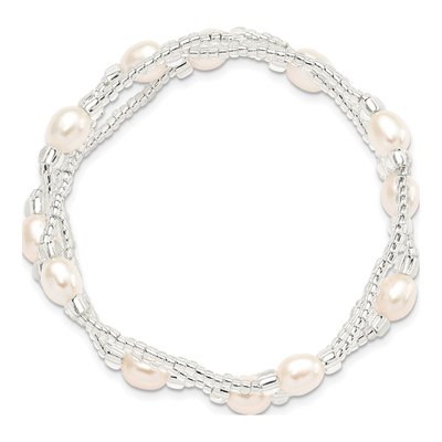 White Freshwater Pearl Stretch Bracelet Set of 3 – view 3