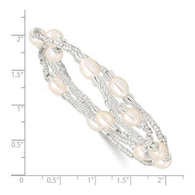 White Freshwater Pearl Stretch Bracelet Set of 3 – view 4