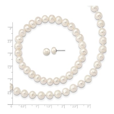 Sterling Silver Freshwater Pearl Necklace Set – view 3