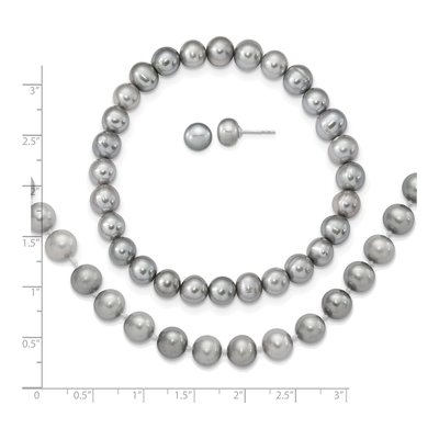 Sterling Silver Grey Pearl Necklace, Bracelet & Earring Set – view 7