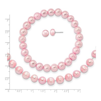 Pink Freshwater Pearl Necklace, Bracelet & Earring Set – view 7